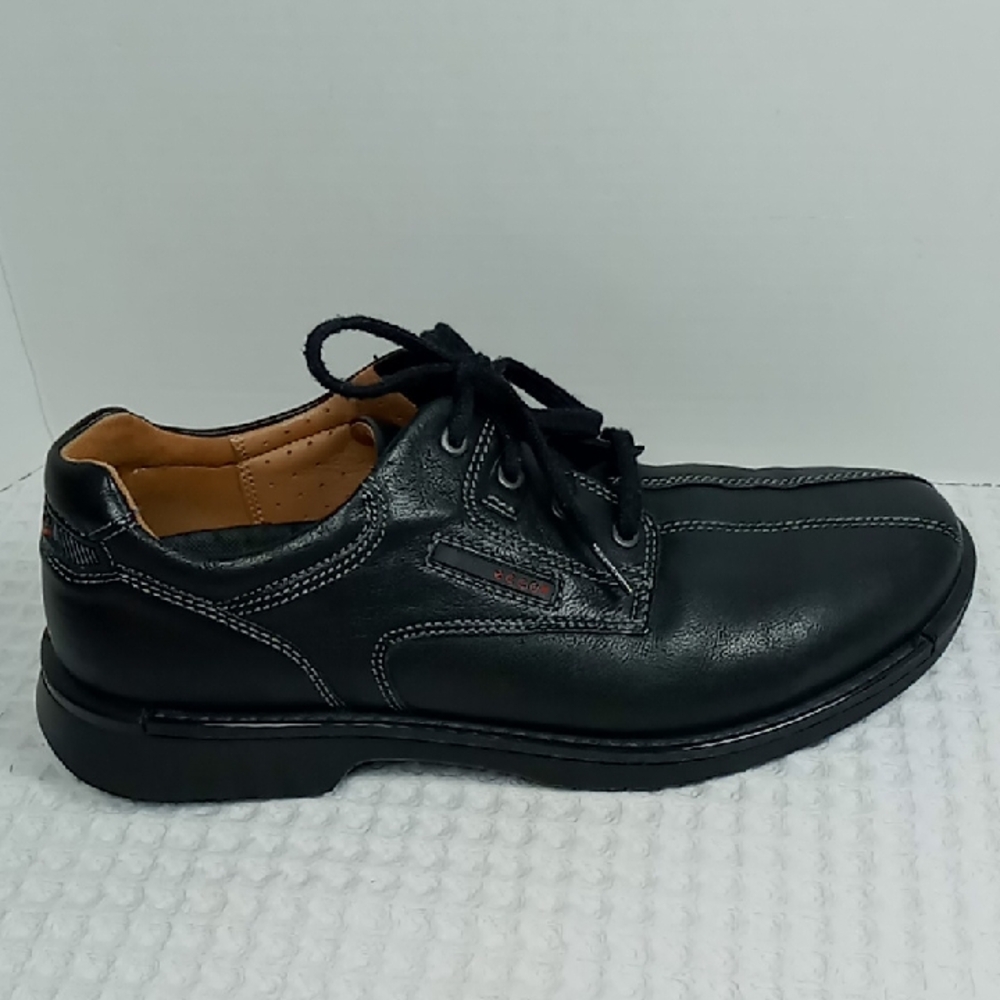 Ecco Fusion Men's Black Leather Casual Lace Up Shoe Bicycle Toe Size 45-11/11.5